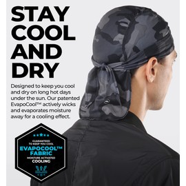 Cooling Helmet Liner - Do Rag Skull Cap for Men - Head Scarf, Bandana, Head Wrap, Beanie for Motorcycle, Cycling, Sports, Assorted Camo, One Size
