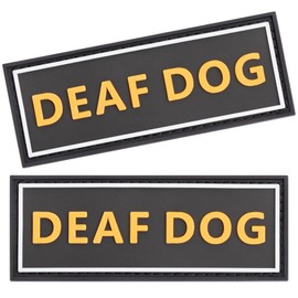 Dogline Deaf Dog Patches for Harnesses and Vests – Removable 3D Rubber Patches with Hook Backing – for Small Medium or Large Dogs, 2"x 6" - 2 Patches