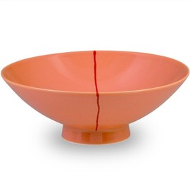 Hakusan Pottery RH-27 Flat Tea Wan, Orange, Approx. φ5.9 x 2.1 inches (15 x 5.3 cm), Masahiro Mori Design, Hasami Ware Made
