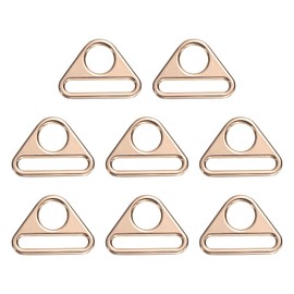 sourcing map 8 Pcs 1 3/4 Inch Triangle Buckles Adjuster Triangle D Rings Strap for Purse Straps Keychain Lanyard Webbing Bag DIY Hardware Accessories, Gold