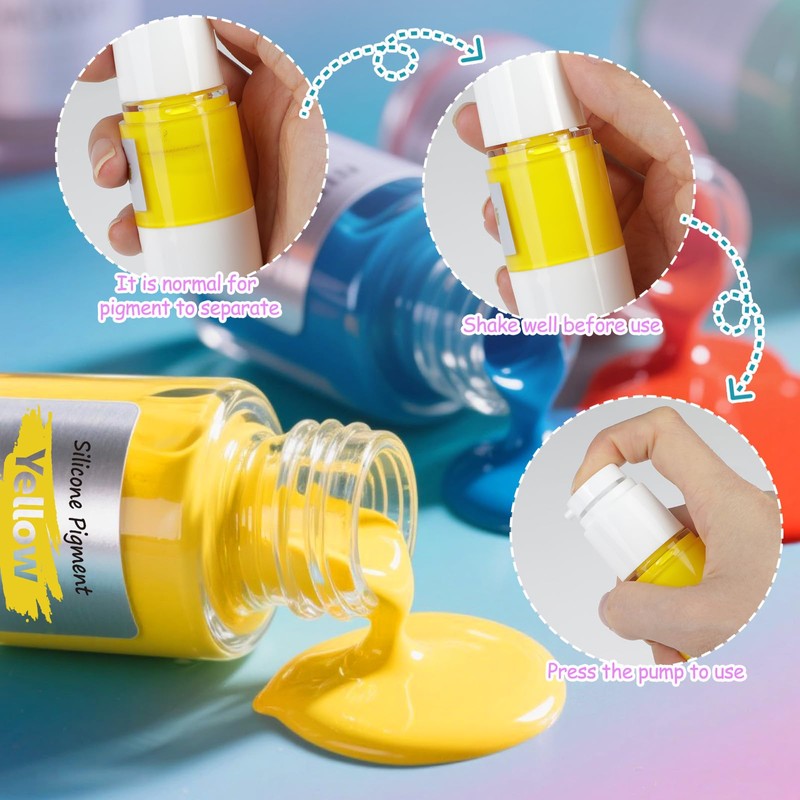 TECMIYO Taba Squishy Silicone Pigment - 12 Colors Liquid Dye