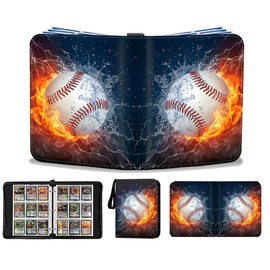 Baseball Card Binder 900 Pockets, Trading Card Collection Sports Card Binder with 50 Removable Sleeves, Double Sided Pocket Sport Card Holder PU Leather Collectible Trading Card Albums Storage