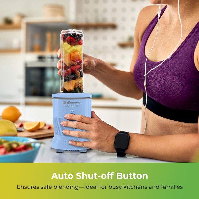 Koblenz Mix&Shake Blender, 20 oz Portable Blender, 600W Motor, Pulse,