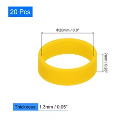 uxcell 20Pcs Silicone Rubber Bands, 20x7mm Rubber Bands Rings Cable Ties Strong Elastic Bands Non-slip for Cord Wrapping Bag Wraps, Yellow