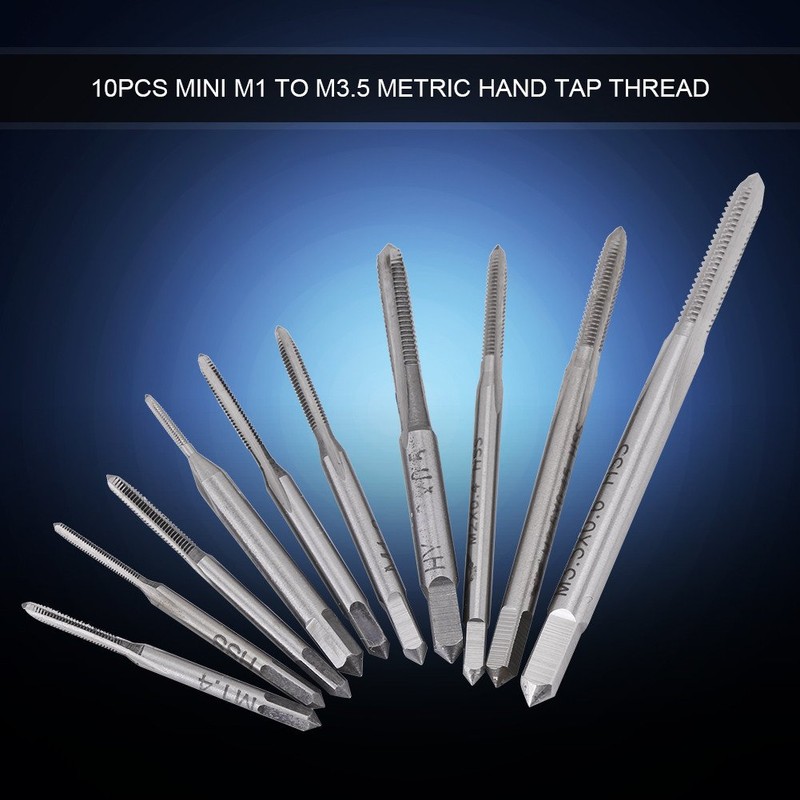 10pcs Mini Machine Hand Tap Set M1 to M3.5 Straight