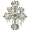 Crushed Diamond CandleHolder Silver Crystals Filled 5 Flower Tier Romany
