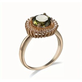 Styles By Shanna Unique Dramatic Style Peridot And Gold Statement Cocktail Ring sz 7 2⃣