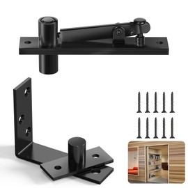 Aglehome Pivot Hinge, Heavy Duty Pivot Door Hardware for Hidden Door Bookcase Hidden Door Hinge for Wood Secret Door 180 Degree Rotation Stainless Steel Invisible Pivot Hinge System - (L Shape, Black)