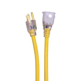 XtremepowerUS 50 ft Heavy Duty Outdoor Extension Cord 10/3 SJTW, Yellow, with 3 Prong Grounded Plug - 15 Amp Power Cord for Lawn, Garden, Appliances