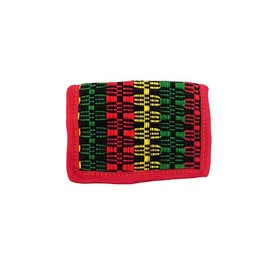 Mia Jewel Shop Rasta Woven Striped Slim Soft Trifold Wallet Coin Purse with Card Slots - Womens Unisex Fashion Handmade Bags Boho Travel Accessories (Red)