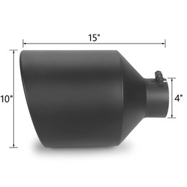 LCGP 4" inlet to 10" outlet 15" Long Universal Diesel Truck Exhaust Tip,Stainless Steel, Black Powder Coated, Bolt-On Tailtip