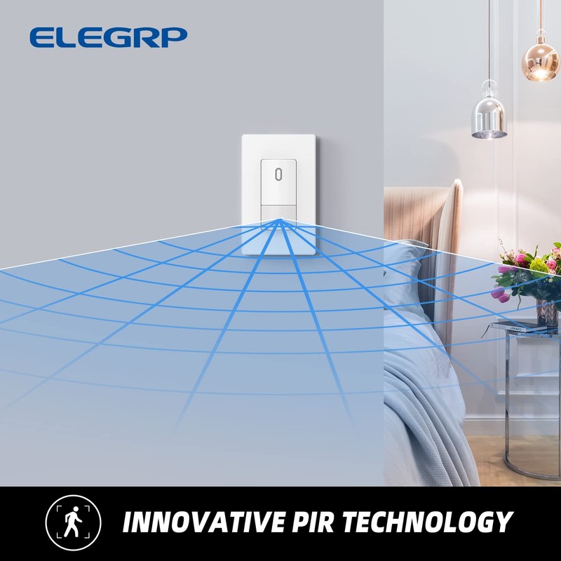 ELEGRP Single Pole Occupancy Motion Sensor Light Switch, PIR Infrared