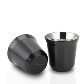 Easyworkz Juego de tazas de espresso de acero inoxidable con aislamiento de doble pared, 150 ml