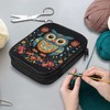 Xsehusvy Owl Fashion Crochet Hook Case Square Zipper Storage Organizer