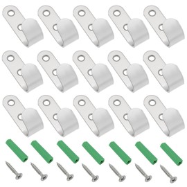 LT Easiyl 20 Sets 2-Hole Guy Hooks 49x16mm Stainless Steel J Utility Hook Fixed Hook with Screws for Boat Car Trailer Flatbed Bathroom Silver