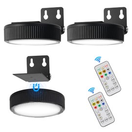 SPARKGEMEI 3 Pack Battery Operated Picture Light, Puck Lights with Remote, Picture Lights for Wall, Picture Frame Lights with 20 Color Changing, Wireless Magnetic Art Light for Accent, Paintings-Black