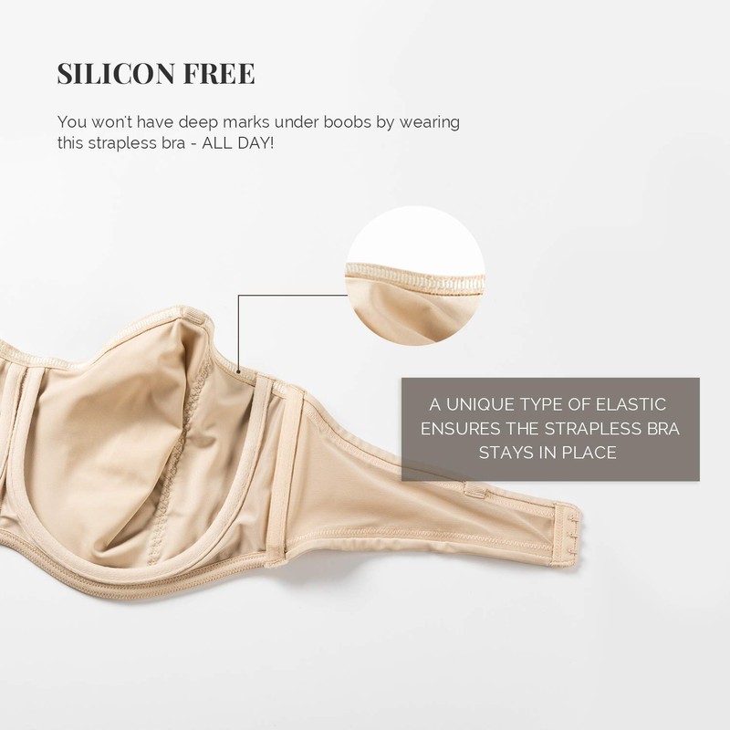 DELIMIRA Women's Strapless Bra Minimizer Seamless Underwire Unlined Bandeau for