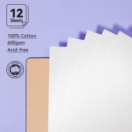 Lightwish Watercolor Sketchbook,100% Cotton Acid Free Watercolor Journal,600gsm Cold Press Watercolor Paper for Artists,Adults,Students,12 Sheets,5.5 * 8.2 Inches Paper