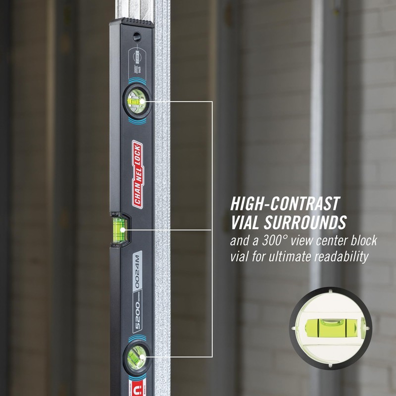 CHANNELLOCK 24-Inch, Professional-Grade Magnetic Aluminum Box Level with Solid Block