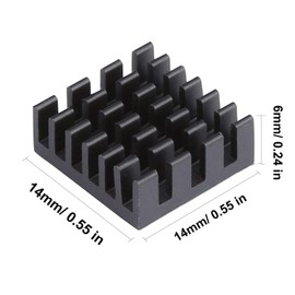 Awxlumv 10pcs 14mm Aluminum Heatsink Kit 14x14x6mm/ 0.55x0.55x0.24 inch + Thermal Conductive Adhesive Tape Small Mini Cooler Fins Heat Sink for Cooling VRM IC Chips VRAM VGA RAM MOSFET (14mmx14mmx6mm)