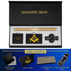 MasonicMan Titanium Freemasonry Masonic Bracelet with Adjusting Tool and Gift Box