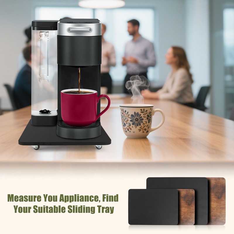 Sliding Tray for Coffee Maker, 360° Rolling Tray Appliance Slider
