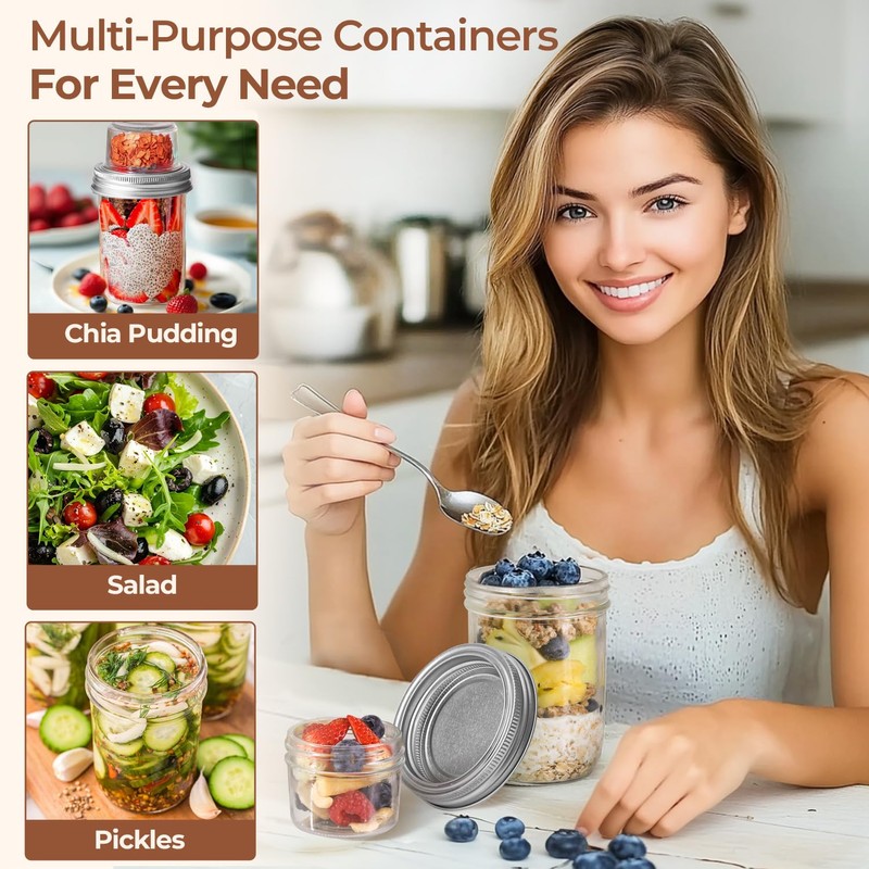 ComSaf 2-Pack 20 oz Overnight Oats Containers with Lids On-The-Go