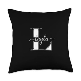 GGT Monogram Letter L Layla Name Throw Pillow