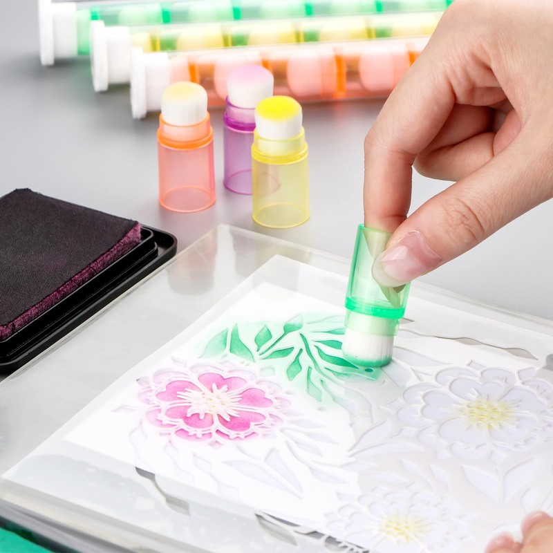 OTCRAFT48 Pcs/Set Soft Bristles Finger Daubers with 6 Storage Box