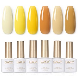 GAOY Pastel Yellow Spring Gel Nail Polish Set, 6 Colors Orange Soak Off UV Light Cure Gel Polish Kit for Salon and Nail Art DIY at Home