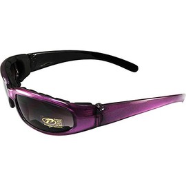 Pacific Coast Chix Rally Grey Gradient/Purple Padded Motorcycle Glasses
