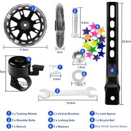 BAYINBROOK Children's Bicycle Stabilisers, Bicycle Flash Training Wheels, Bicycle Stabilisers for Children, Mute Flash Wheels, Universal Stabilisers for Children's Bike (Black)