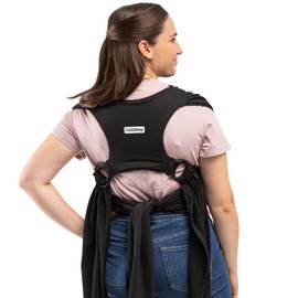 Cuddlebug CuddleCarry™ Hybrid Baby Wrap Carrier Light Easy Wear Infant Carrier, Front Carry, Adjustable Baby Wearing Wrap Newborn - Toddler, Stretchy Ergonomic HandsFree Design, 0-36m (8-35 lbs) Black