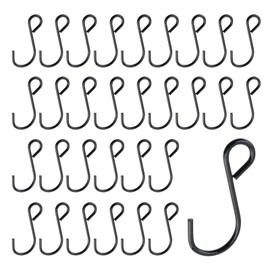 T Tulead 30PCS S-Hooks Small Metal Hanging Hooks 1.6" Black for Bedroom,Bathroom,Kitchen,Office