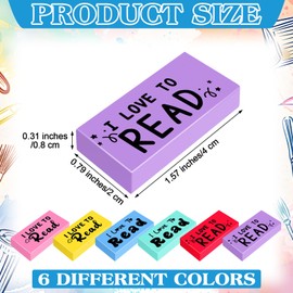 Dunzoom 300 Pcs Inspirational Erasers Bulk for Kids I Love to Read Pencil Erasers Back to School Gifts Classrooms Colored Drawing Sketching Supplies for School Classroom Teacher Award