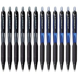 uni-ball Jetstream SXN-101-7N Retractable Rollerball Pens - 0.7mm Nib Tip - Black & Blue Ink - Pack of 12