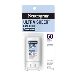 Neutrogena Ultra Sheer Stick Sunscreen for Face SPF 60, Invisible Finish, Broad Spectrum UVA/UVB Sun Protection - Vitamin C & E, Non Greasy, Fragrance