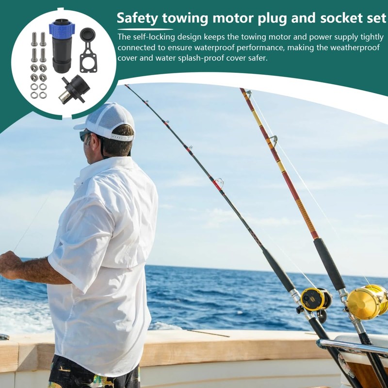 Trolling Motor Plug Receptacle Set - 12V/24V/ 36V/48V Plug for