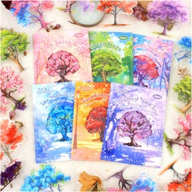 Dwpetzo PET Seasonal Tree Landscape Stickers for Journaling and Scrapbooking, 60 PCS Large Decorative Stickers for Junk Journal Supplies, DIY Crafts Arts, Collage, Albumn