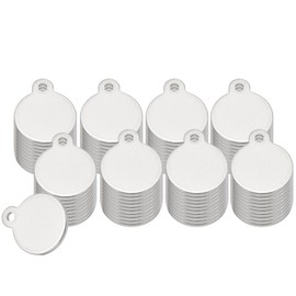 PATIKIL 120 Pcs 1/2 Inch Round Metal Stamping Blanks, Stainless Steel Silver Tone Blank Tags with Hole for Metal Stamping Tag, Jewelry Making, Engraving