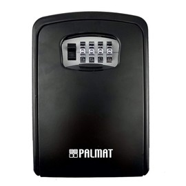 PALMAT - Key Safe for Keys - Secure Combination, Weatherproof Outdoors, Wall Mounting, for Security, Large Internal Storage, for Home, Office Keys, 4-Digit Combination Code, Black