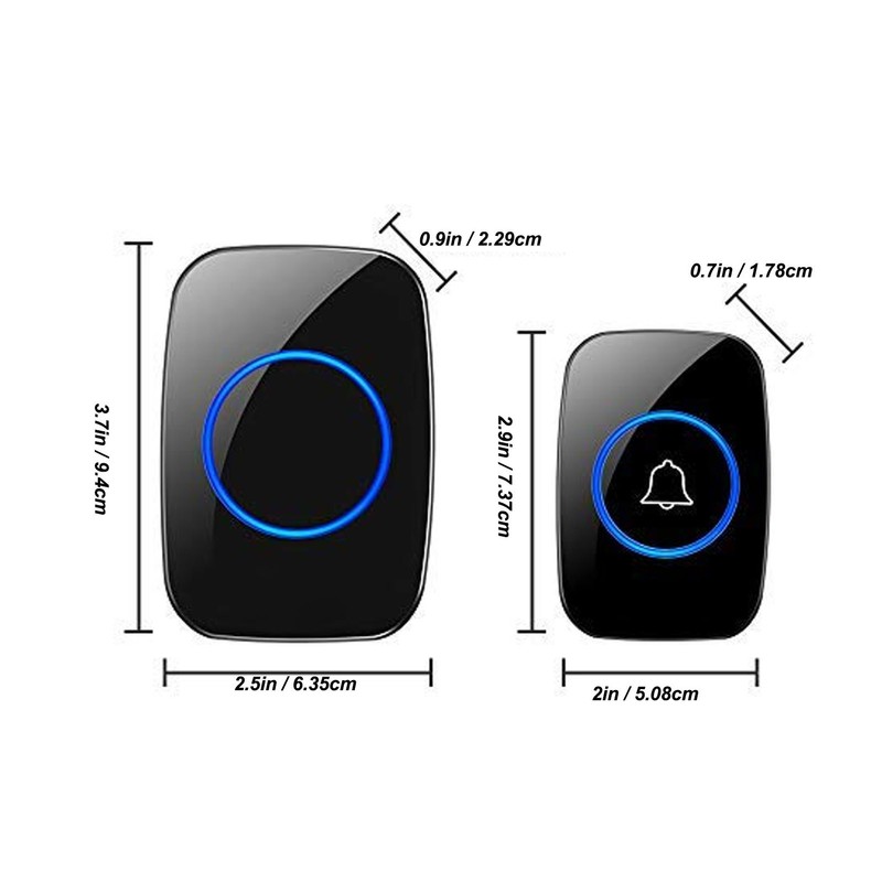 Wireless Doorbell Kit 38 Ringtones Door Bell Ringer 3 Levels