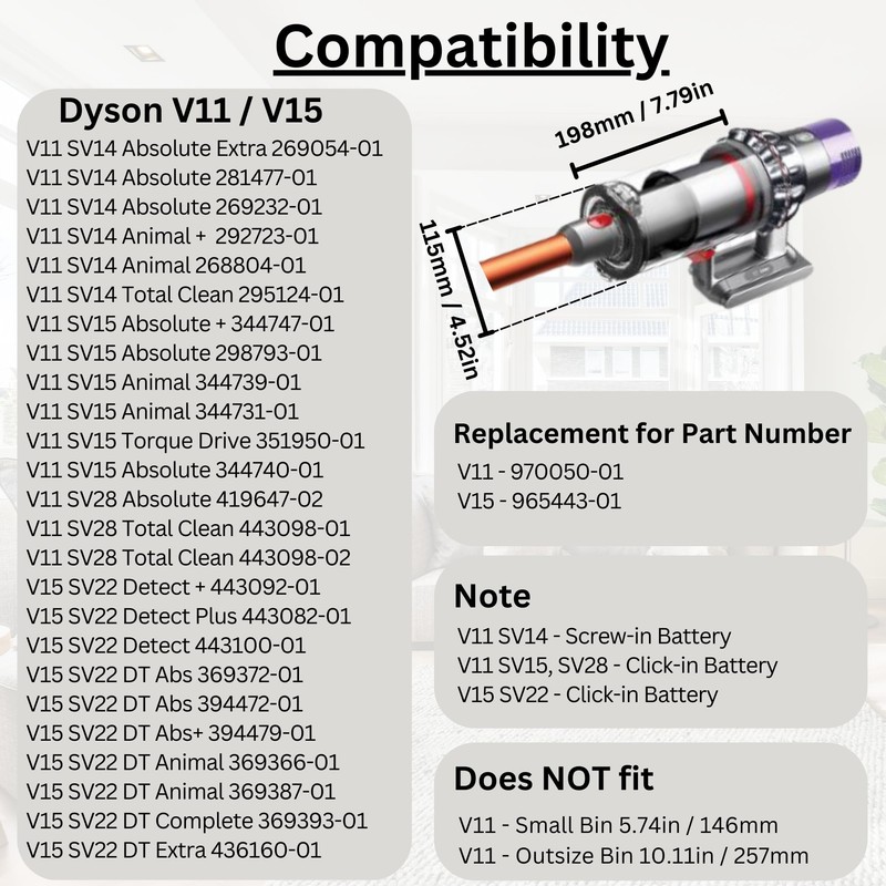 Noble Spares Replacement Dust Bin Compatible with Dyson Series V11