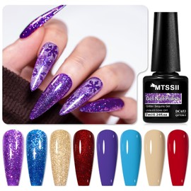 MTSSII 12 Pcs Gel Polish Set, 8 Colors Blue Yellow Purple Red Gel Polish Kit, Glitter Nail Polish Soak Off Nail Lamp Nail Art Manicure Kit, DIY Home Salon Gifts for Women