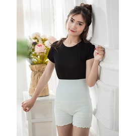 Bubu Ohana Women's Belly Wrap Pants, Set of 2, Warm, Cold Protection, Thermal, Elastic, light blue black, Free size