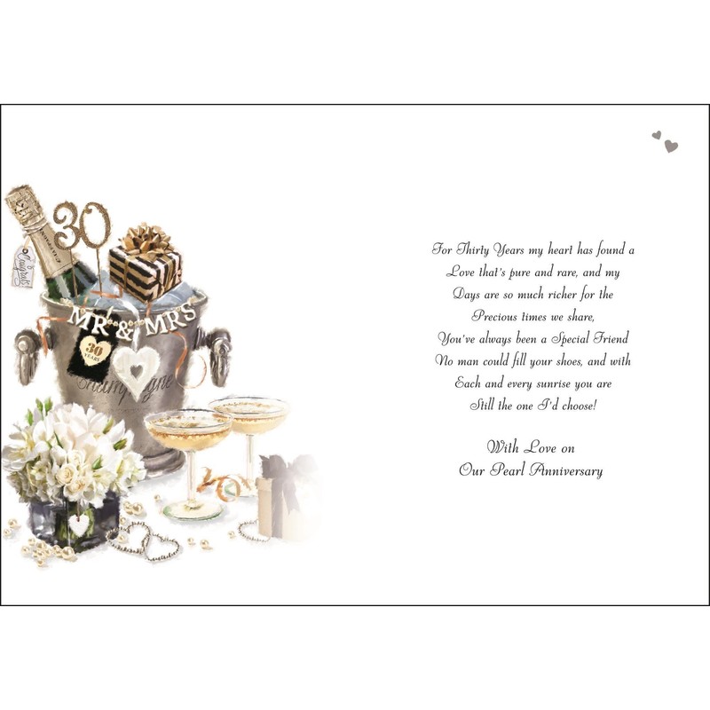 Jonny Javelin 30th Anniversary Card (V469) - Husband - Pearl