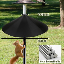JISON21 24 Inch Metal Squirrel Baffle,Squirrel Guard for Bird Feeder Without Screws Assemble,Hanging Baffle Outdoor Protect Bird Feeders and Pole Mount from Raccoon Squirrels Rodents