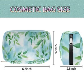 BENGRONGAE Fresh Green Leaves Makeup Bag Zipper Pouch Travel Cosmetic Organizer for Women Eucalyptus Travel Toiletry Bag Waterproof Shaving Bag for Men Travel Toiletries