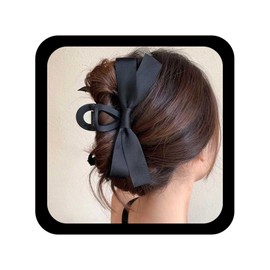 Allereya Black Bow Hair Clip Bow Claw Clip Satin Bow Hair Claw Bow Knot Hair Claw Barrette Thick Curly Hair Clip Bow Holder Hair Clip Decorative Hair Accessories Jewellery for Women