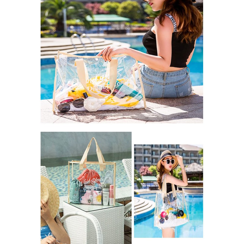 [YFFSFDC] Pool Bag Vinyl Bag Tote Bag Transparent Large Capacity